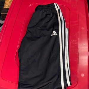 Adidas Kids Black Joggers with White Stripes